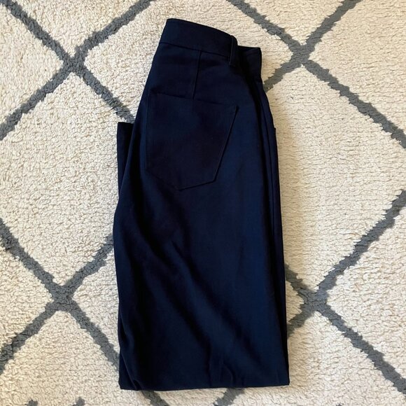 AMOUR VERT Size 2 NWT Wide Leg Utility Pant Navy Blue 100% Cotton Twill - Picture 4 of 6